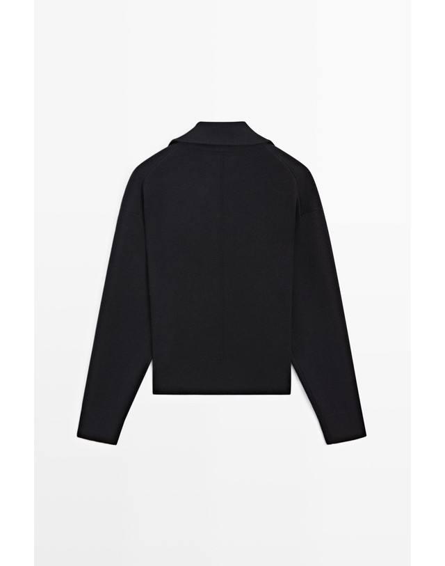 마시모두띠 마시모두띠 하프집업 폴로넥 니트 스웨터 5627/527 NAVY BLUE 네이비 착용컷