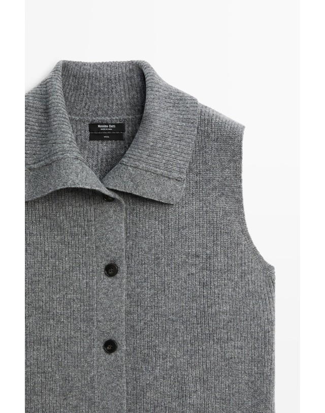 마시모두띠 마시모두띠 울 100% 칼라넥 니트 베스트 5730/596 DARK GREY 그레이 착용컷