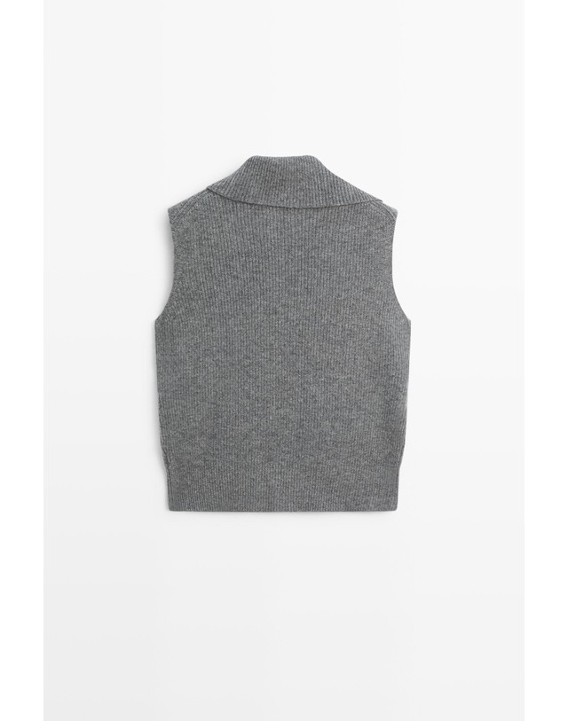 마시모두띠 마시모두띠 울 100% 칼라넥 니트 베스트 5730/596 DARK GREY 그레이 착용컷
