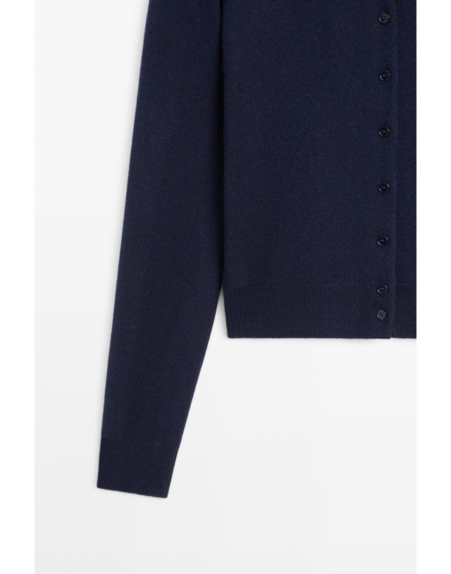 마시모두띠 마시모두띠 울 캐시미어 버튼 크롭 가디건 5914/593 NAVY BLUE 네이비 착용컷