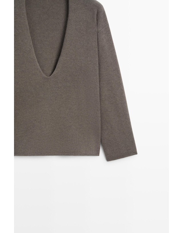 마시모두띠 마시모두띠 딥 브이넥 울 니트 스웨터 5712/594 TAUPE GREY 그레이 착용컷