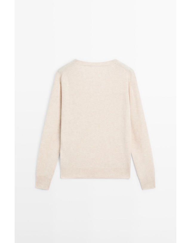 마시모두띠 마시모두띠 울 혼방 브이넥 니트 스웨터 5612/593 BEIGE MARL 베이지 착용컷