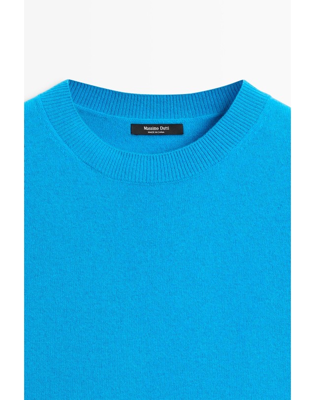 마시모두띠 마시모두띠 울 혼방 크루넥 반팔 니트 스웨터 5639/593 TURQUOISE 블루 착용컷