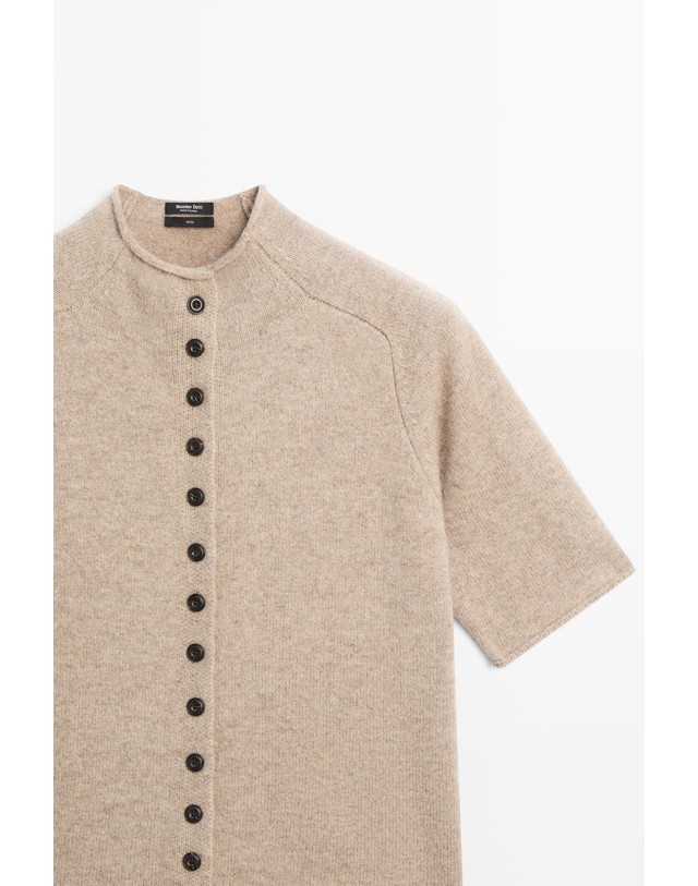 마시모두띠 마시모두띠 울 100% 퍼넬넥 니트 가디건 5916/595 BEIGE MARL 베이지 착용컷