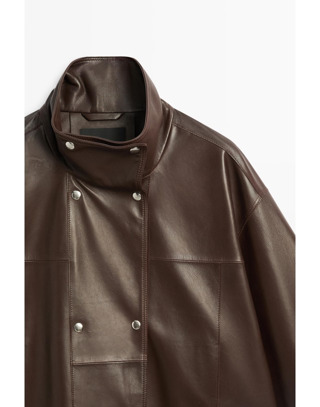 마시모두띠 마시모두띠 나파 레더 하이넥 자켓 4701/901 BROWN 브라운 착용컷