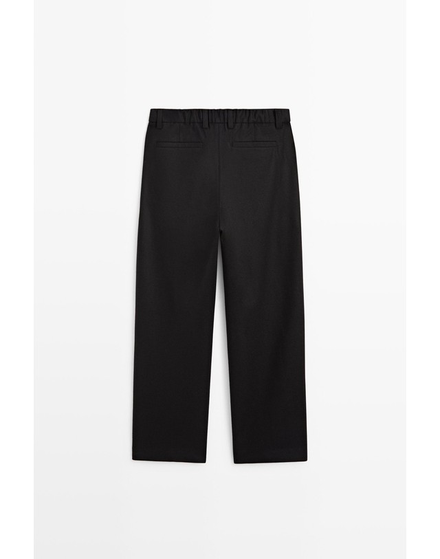 마시모두띠 마시모두띠 울 100% 와이드 슬랙스 팬츠 2886/387 NAVY BLUE 블랙 착용컷
