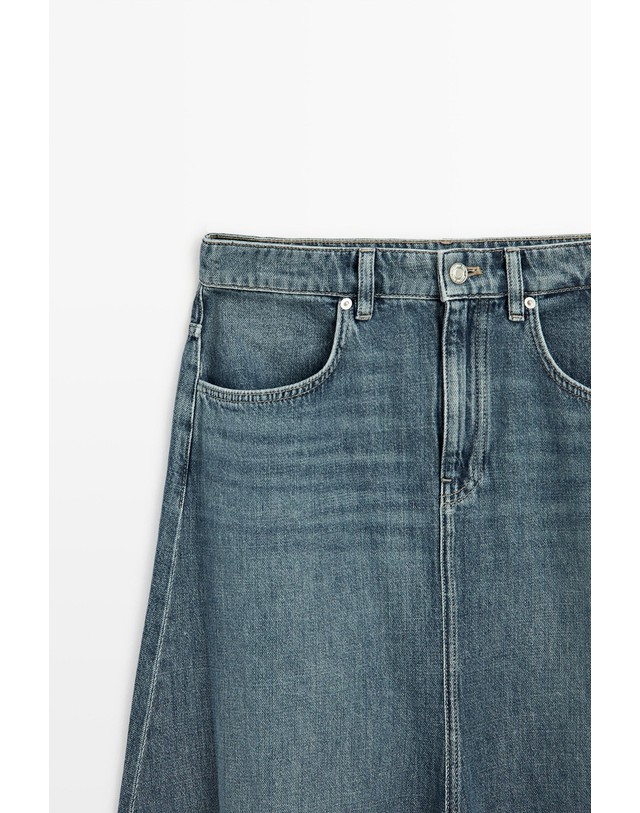 마시모두띠 마시모두띠 플레어핏 데님 미디 스커트 5270/870 MEDIUM BLUE 블루 착용컷