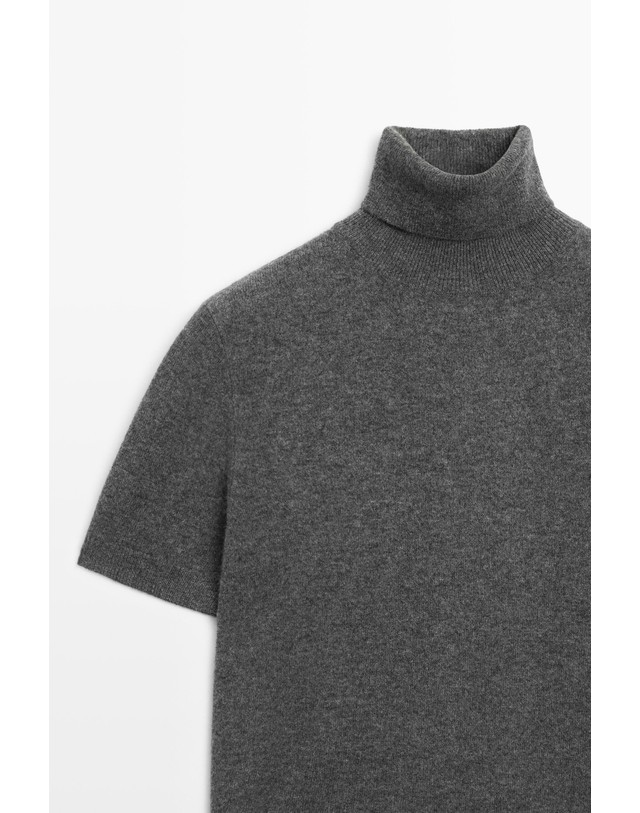 마시모두띠 마시모두띠 울 혼방 터틀넥 반팔 니트 스웨터 5638/593 MEDIUM GREY 그레이 착용컷