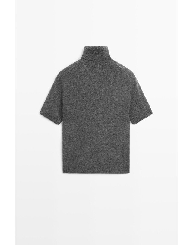 마시모두띠 마시모두띠 울 혼방 터틀넥 반팔 니트 스웨터 5638/593 MEDIUM GREY 그레이 착용컷