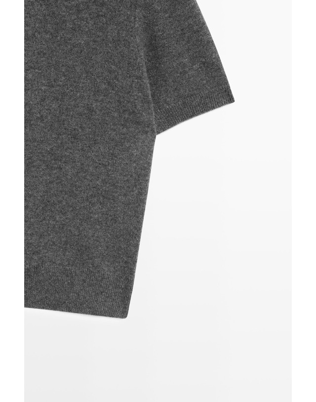 마시모두띠 마시모두띠 울 혼방 터틀넥 반팔 니트 스웨터 5638/593 MEDIUM GREY 그레이 착용컷
