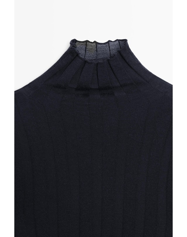 마시모두띠 마시모두띠 터틀넥 울 골지 니트 스웨터 5653/585 NAVY BLUE 네이비 착용컷