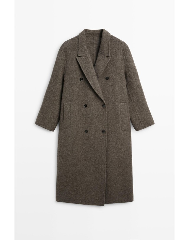 마시모두띠 마시모두띠 더블브레스트 울 혼방 롱 코트 6443/742 DARK KHAKI 카키 착용컷