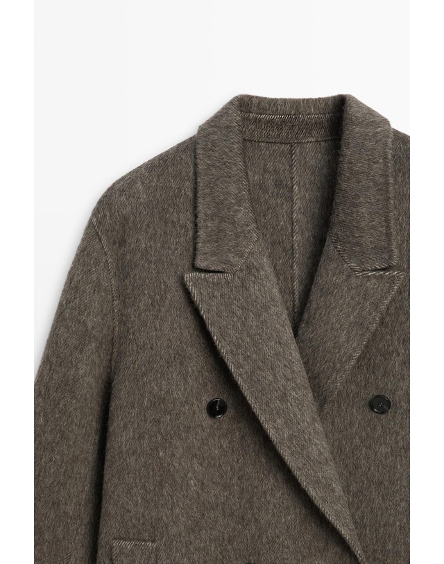 마시모두띠 마시모두띠 더블브레스트 울 혼방 롱 코트 6443/742 DARK KHAKI 카키 착용컷