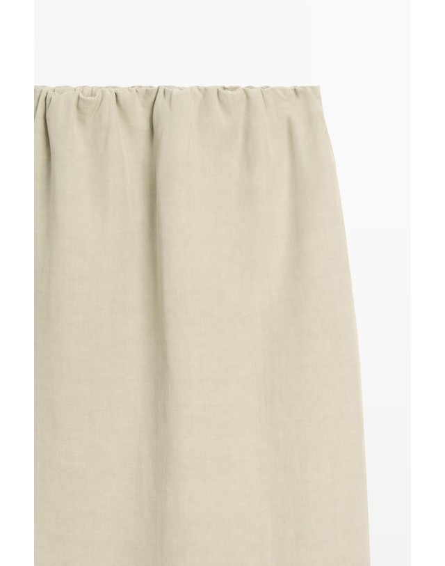 마시모두띠 마시모두띠 더블레이어 린넨 미디 스커트 9219/950 PALE KHAKI 베이지 착용컷