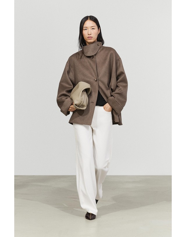 마시모두띠 마시모두띠 울 혼방 오버핏 트렌치 코트 6433/734 MOLE BROWN 초콜릿 착용컷