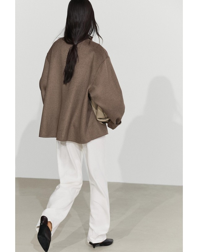 마시모두띠 마시모두띠 울 혼방 오버핏 트렌치 코트 6433/734 MOLE BROWN 초콜릿 착용컷
