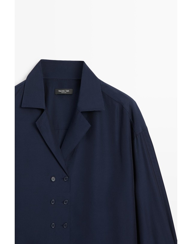 마시모두띠 마시모두띠 플로잉 더블브레스트 긴팔 셔츠 5164/564 DARK BLUE 네이비 착용컷