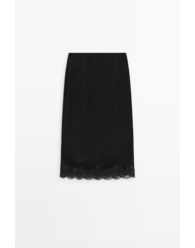 마시모두띠 마시모두띠 레이스 헴 미디 스커트 5208/509 BLACK 블랙 착용컷