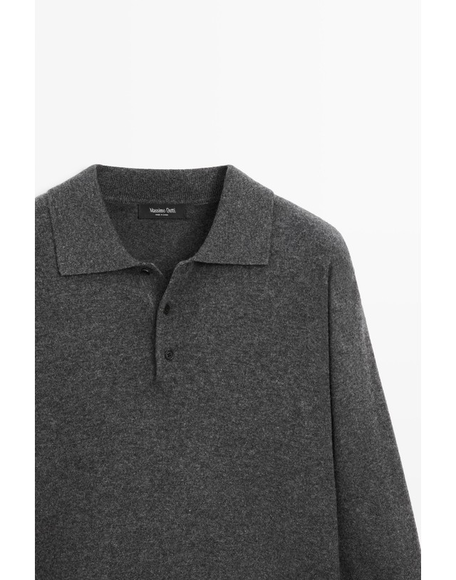 마시모두띠 마시모두띠 울 캐시미어 폴로 니트 스웨터 1401/240 DARK GREY 그레이 착용컷