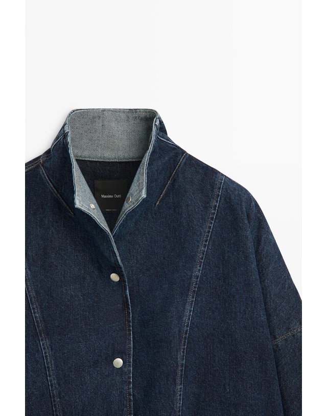마시모두띠 마시모두띠 하이넥 오버핏 코튼 데님 자켓 6790/890 DARK BLUE 블루 착용컷
