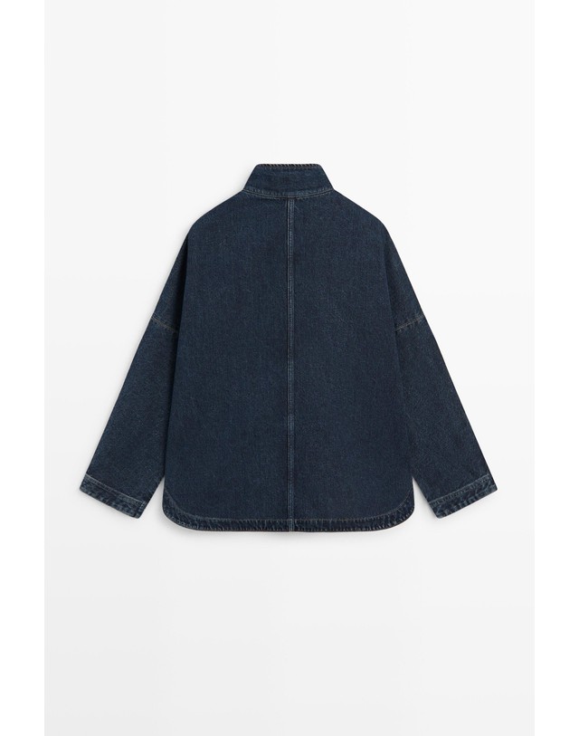 마시모두띠 마시모두띠 하이넥 오버핏 코튼 데님 자켓 6790/890 DARK BLUE 블루 착용컷