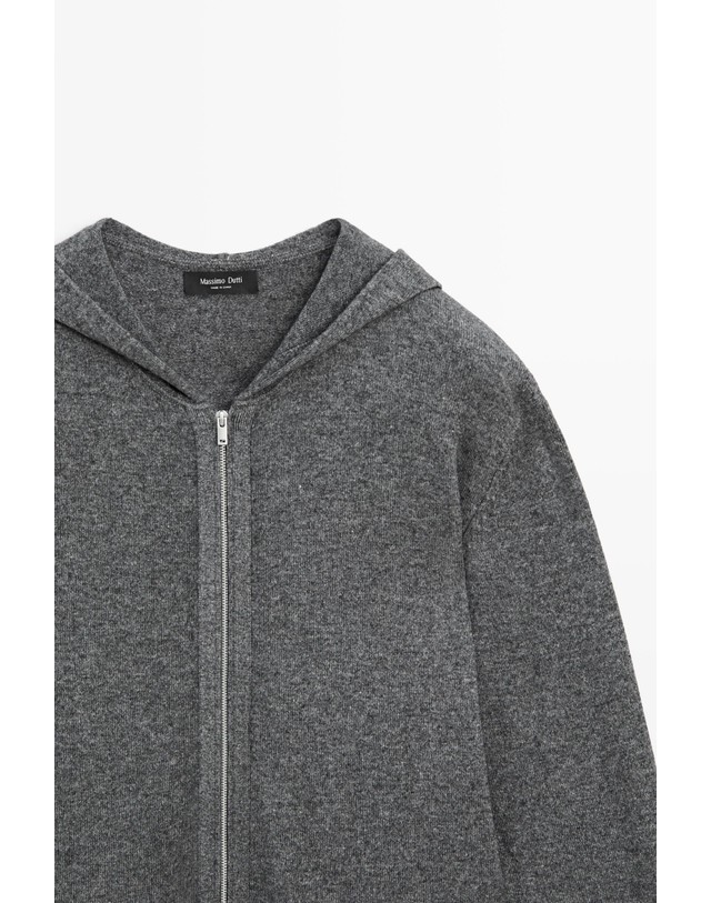 마시모두띠 마시모두띠 울 혼방 후드 집업 니트 가디건 1411/226 MEDIUM GREY 그레이 착용컷