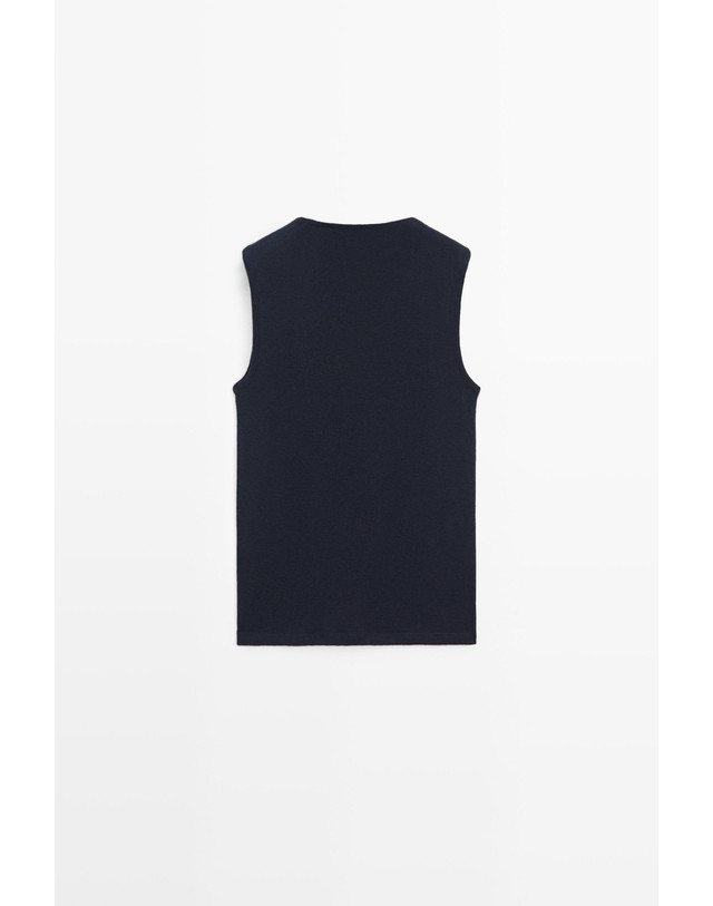 마시모두띠 마시모두띠 코튼 캐시미어 민소매 버튼 티셔츠 6276/106 NAVY BLUE 네이비 착용컷