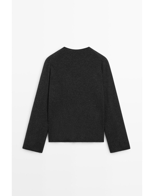 마시모두띠 마시모두띠 울 혼방 버튼 크루넥 가디건 5933/594 ANTHRACITE GREY 그레이 착용컷