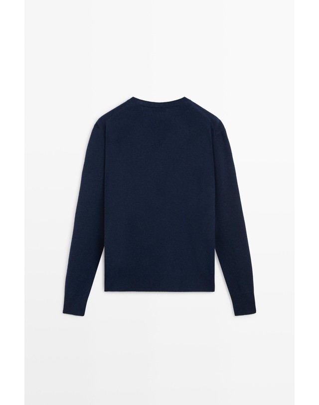 마시모두띠 마시모두띠 울 캐시미어 라운드넥 니트 스웨터 5713/594 NAVY BLUE 네이비 착용컷