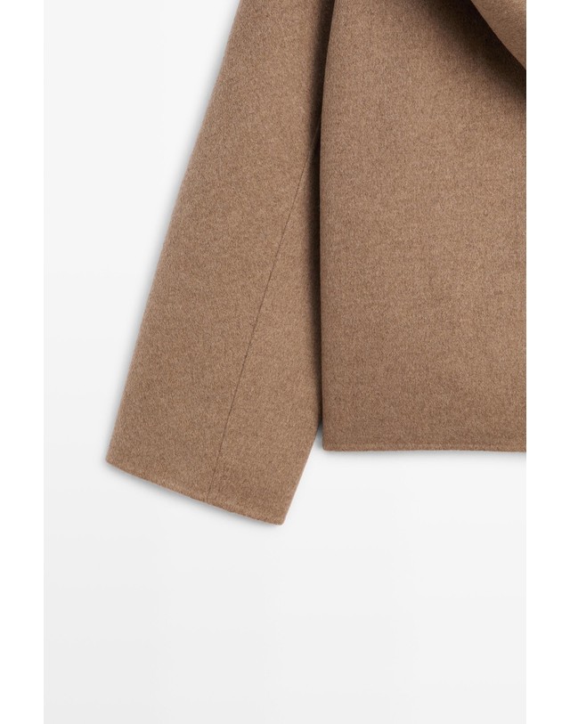 마시모두띠 마시모두띠 울 혼방 스카프 숏 코트 6422/726 MOLE BROWN 카멜 착용컷