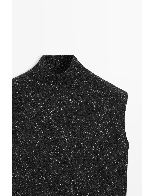마시모두띠 마시모두띠 울 실크 터틀넥 니트 베스트 5735/566 CHARCOAL 그레이 착용컷