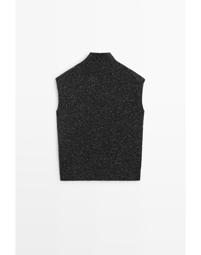 마시모두띠 마시모두띠 울 실크 터틀넥 니트 베스트 5735/566 CHARCOAL 그레이 착용컷