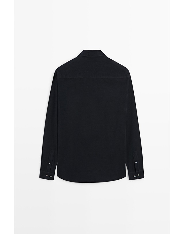 마시모두띠 마시모두띠 레귤러핏 니들코드 긴팔 코튼 셔츠 1918/252 NAVY BLUE 네이비 착용컷