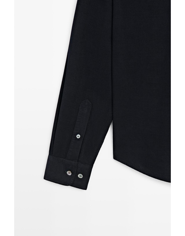 마시모두띠 마시모두띠 레귤러핏 니들코드 긴팔 코튼 셔츠 1918/252 NAVY BLUE 네이비 착용컷