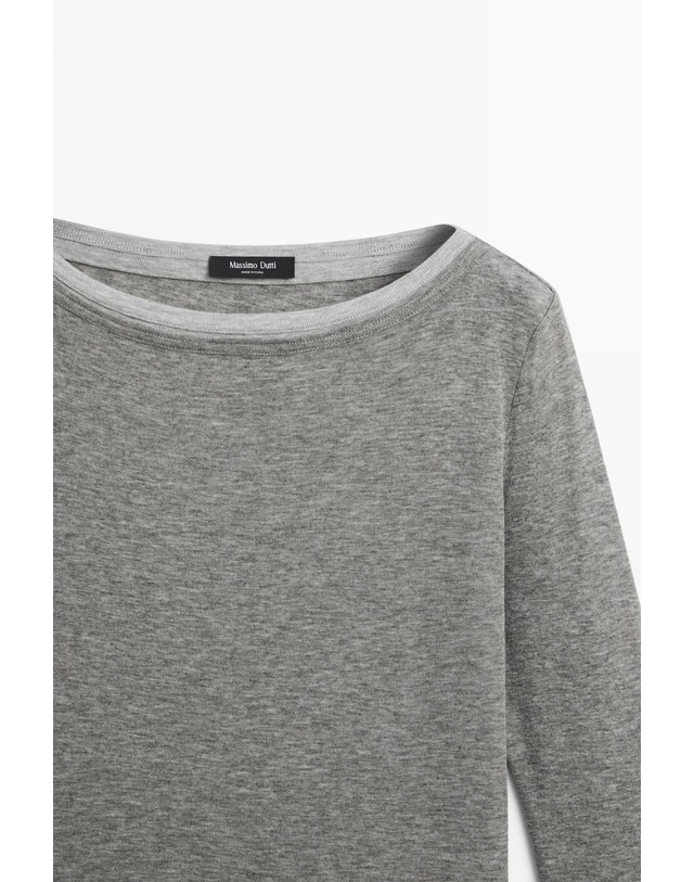 마시모두띠 마시모두띠 더블 보트넥 긴팔 티셔츠 6888/574 GREY MARL 그레이 착용컷