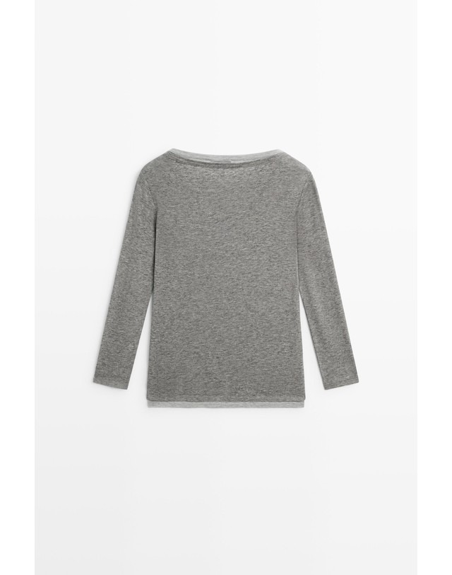 마시모두띠 마시모두띠 더블 보트넥 긴팔 티셔츠 6888/574 GREY MARL 그레이 착용컷