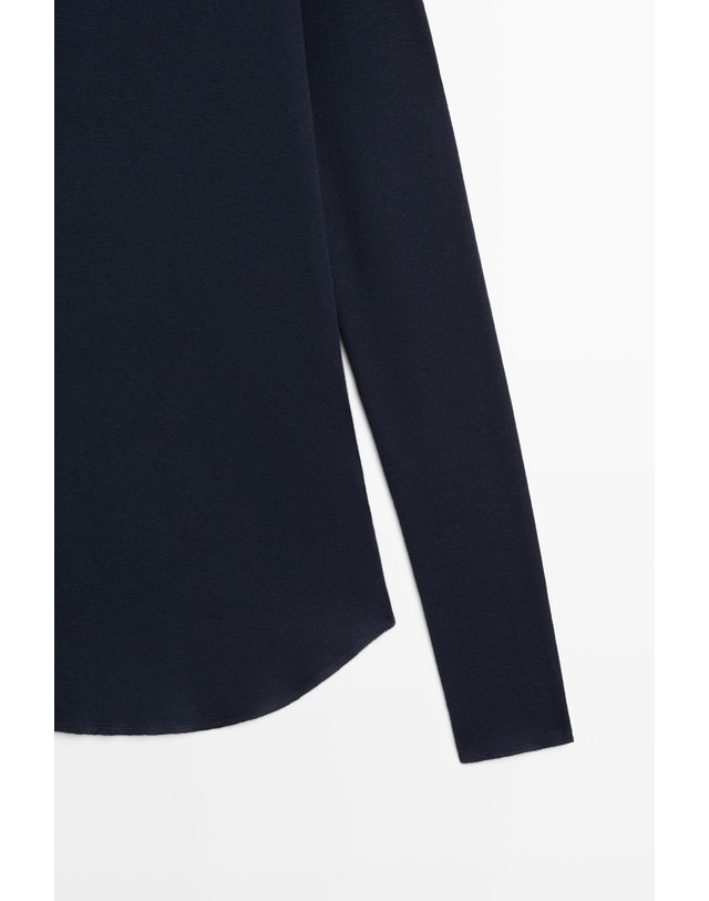 마시모두띠 마시모두띠 울 혼방 라운드넥 긴팔 티셔츠 6890/572 NAVY BLUE 네이비 착용컷