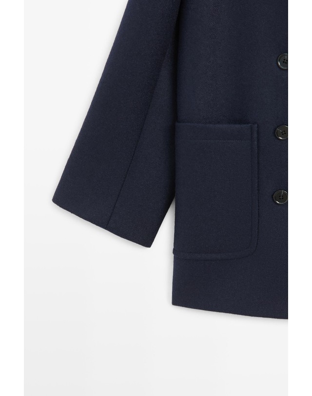마시모두띠 마시모두띠 울 혼방 더블버튼 미디 코트 6449/527 NAVY BLUE 네이비 착용컷