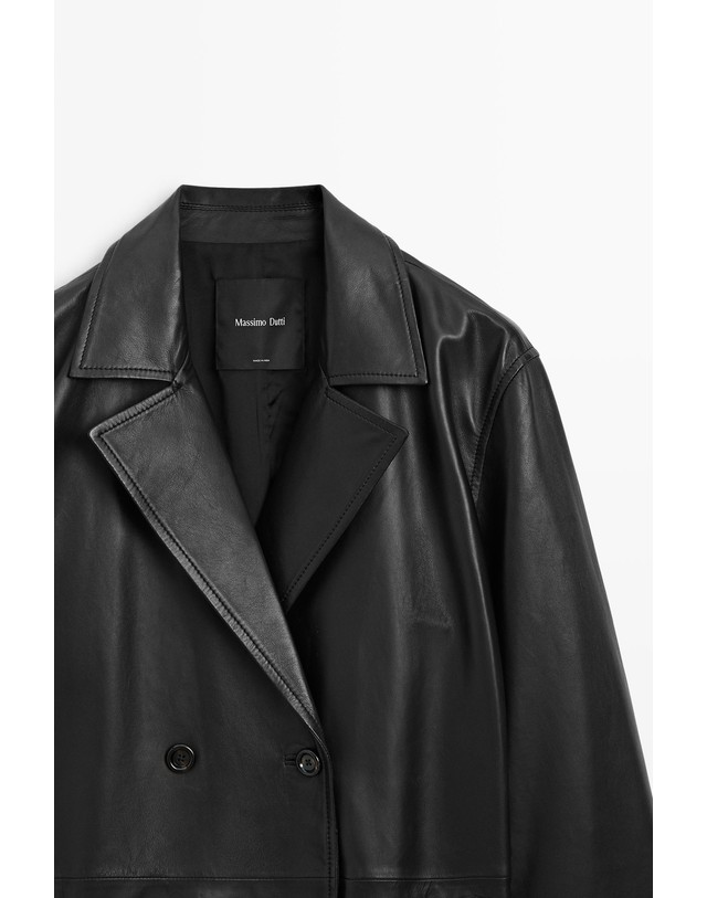마시모두띠 마시모두띠 레더 더블버튼 트렌치 코트 4755/855 BLACK 블랙 착용컷