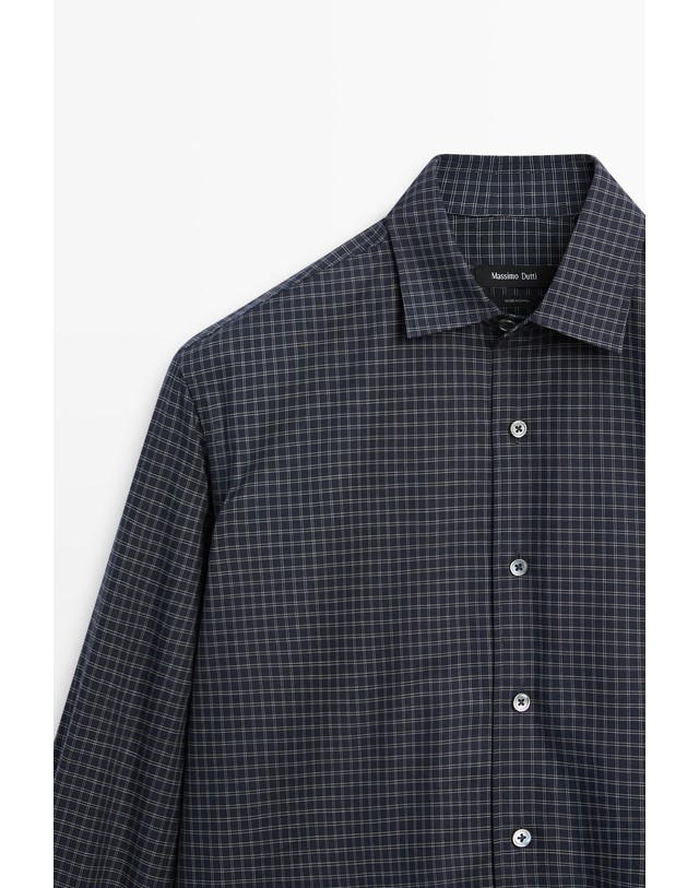마시모두띠 마시모두띠 레귤러핏 체크 코튼 긴팔 셔츠 2017/258 NAVY BLUE 네이비 착용컷
