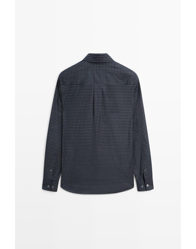 마시모두띠 마시모두띠 레귤러핏 체크 코튼 긴팔 셔츠 2017/258 NAVY BLUE 네이비 착용컷