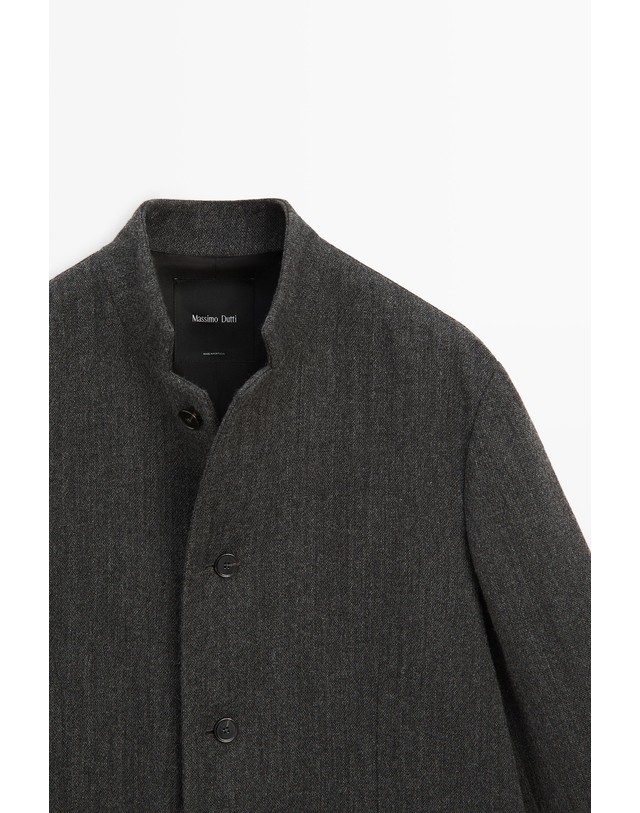 마시모두띠 마시모두띠 하이칼라 울 혼방 롱 코트 6452/519 DARK GREY 그레이 착용컷