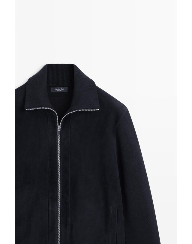 마시모두띠 마시모두띠 스웨이드 레더 집업 자켓 1390/232 NAVY BLUE 네이비 착용컷