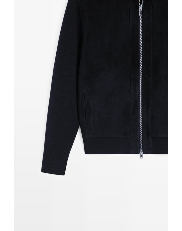 마시모두띠 마시모두띠 스웨이드 레더 집업 자켓 1390/232 NAVY BLUE 네이비 착용컷
