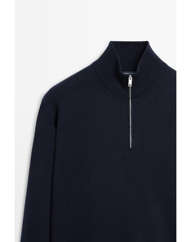 마시모두띠 마시모두띠 하프집업 울 니트 스웨터 1405/226 NAVY BLUE 네이비 착용컷