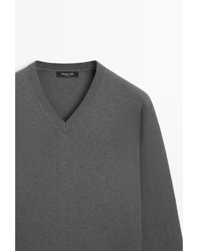 마시모두띠 마시모두띠 코튼 혼방 V넥 니트 스웨터 1420/227 MEDIUM GREY 그레이 착용컷