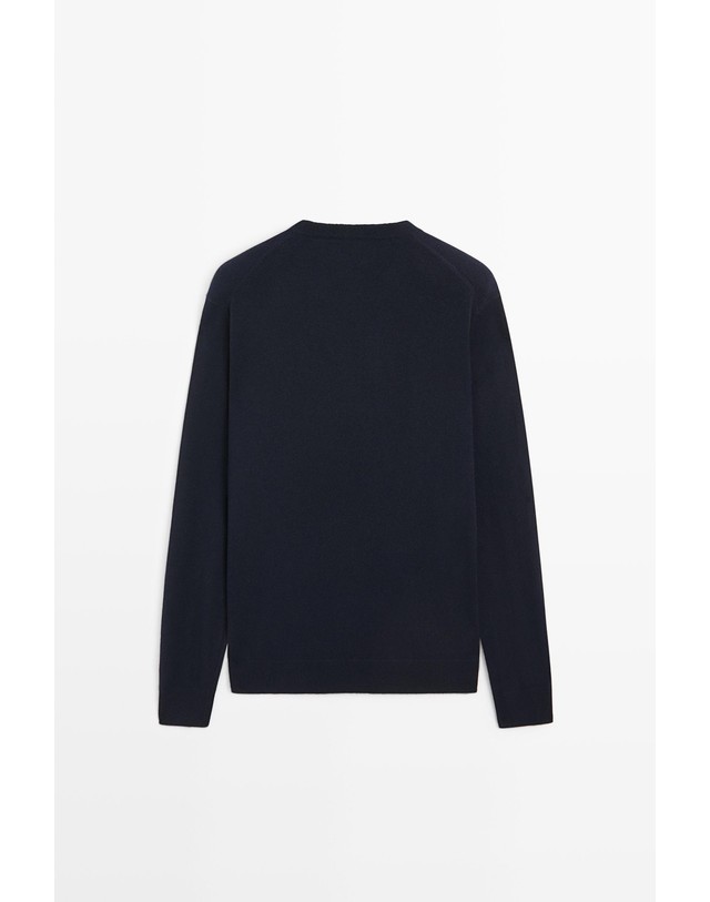 마시모두띠 마시모두띠 헨리넥 울 니트 스웨터 1492/226 NAVY BLUE 네이비 착용컷