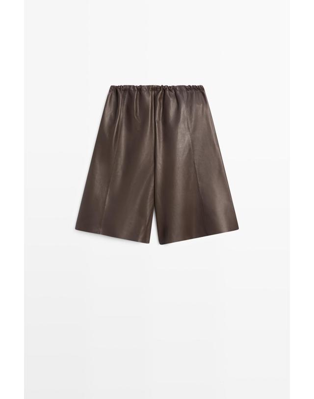 마시모두띠 마시모두띠 나파 레더 롱 버뮤다 팬츠 5305/705 BROWN TONES 초콜릿 착용컷