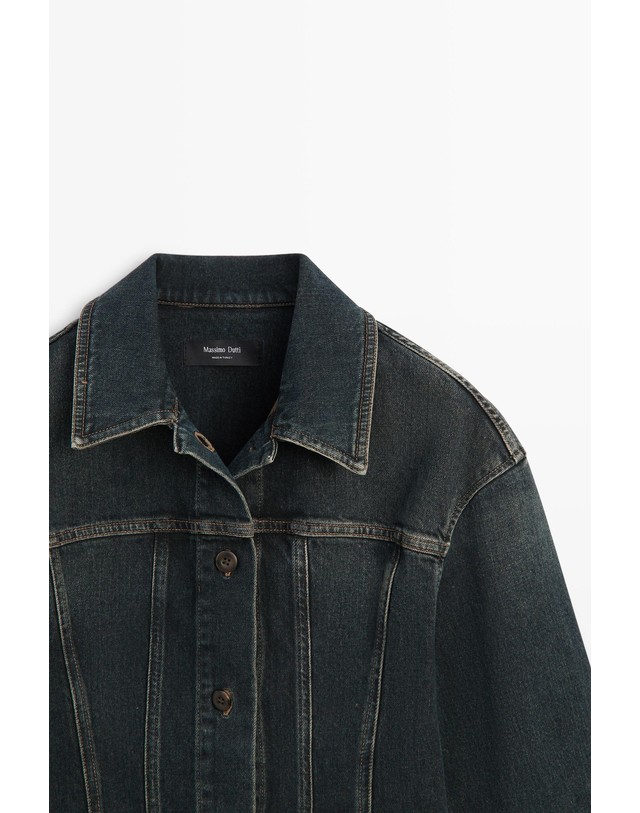 마시모두띠 마시모두띠 데님 스웨이드 오버셔츠 5173/873 DARK BLUE 네이비 착용컷