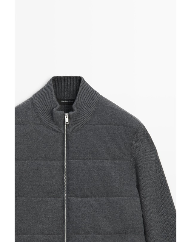 마시모두띠 마시모두띠 100% 울 퀼팅 믹스 집업 가디건 1315/209 ANTHRACITE GREY 그레이 착용컷
